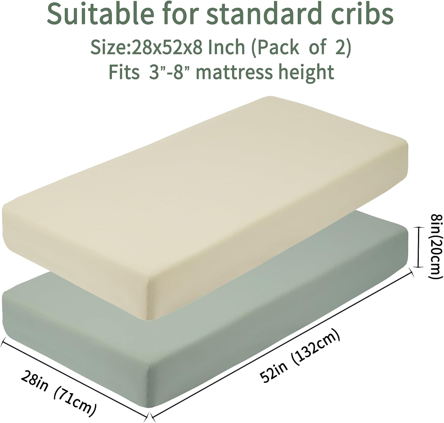 Detalle de GUNTAIL LQO6 Fitted Crib Sheets, 2-Pack Microfiber, Brown & Green