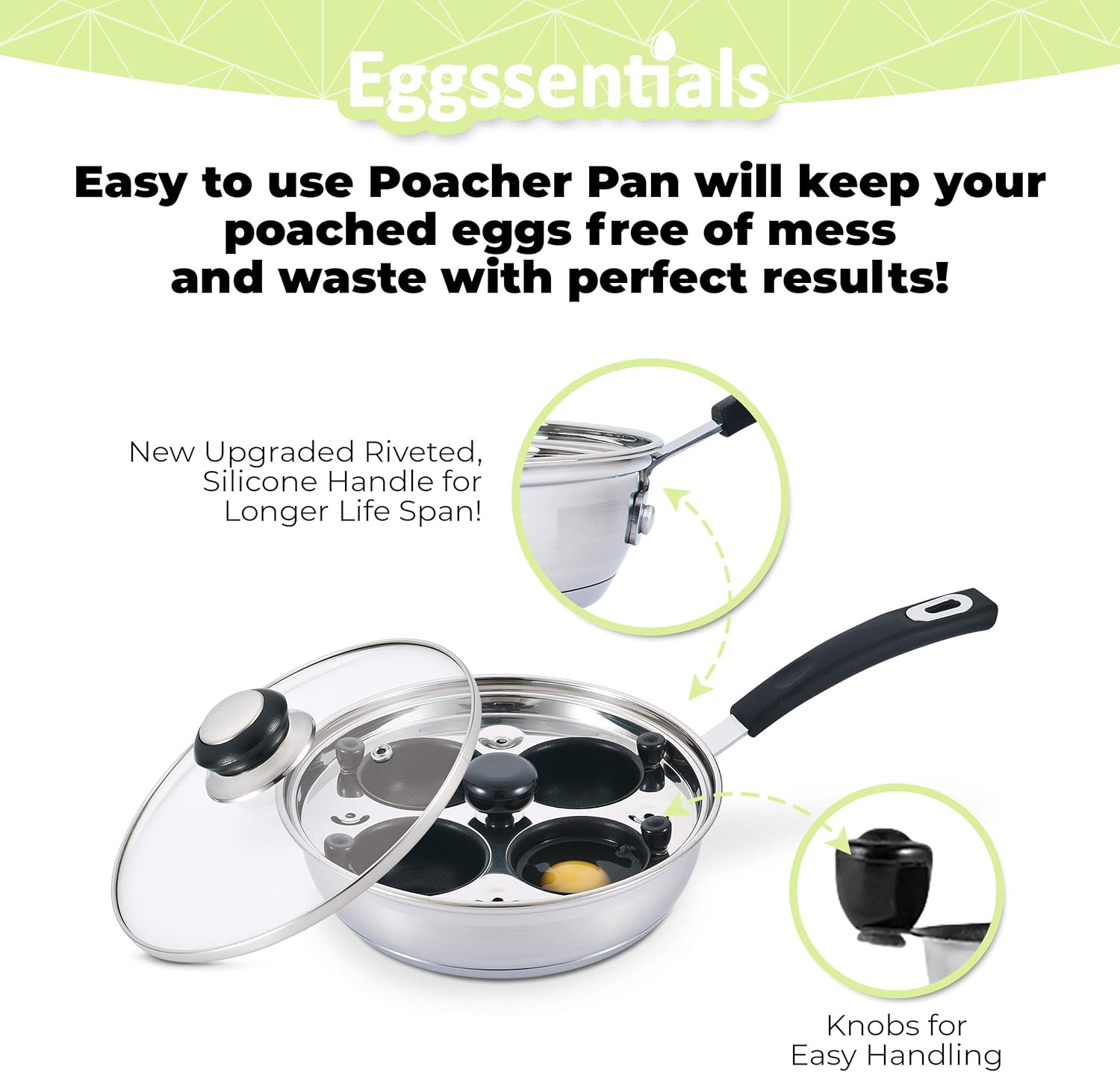 Thumbnail 1 de Eggssentials Egg Poacher (Stainless Steel Poached Egg Maker) with Spatula