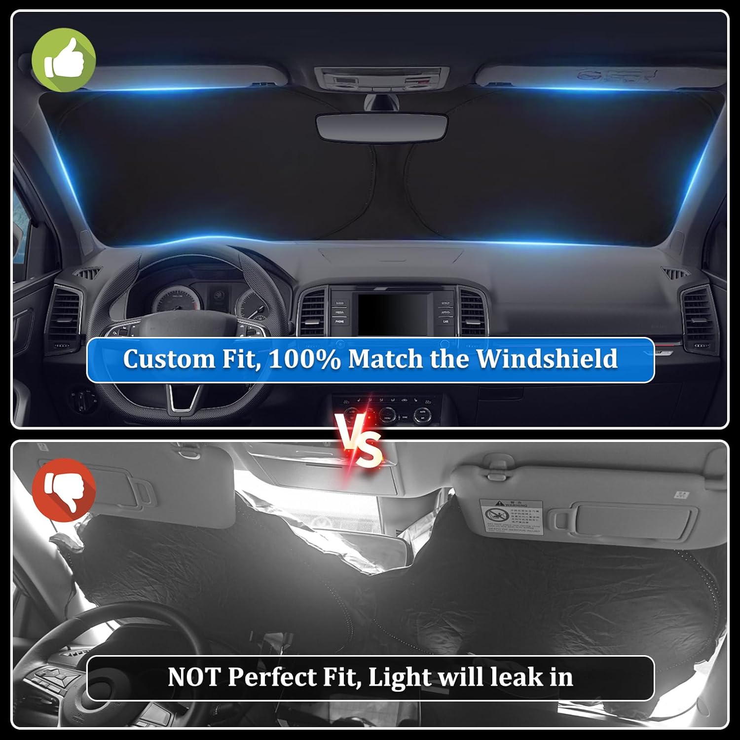Detalle de ZATOOTO Pare Soleil Voiture – Pare-soleil avant pour brise, pliable et réfléchissant UV (Kia/Karoq 2017‑2024)