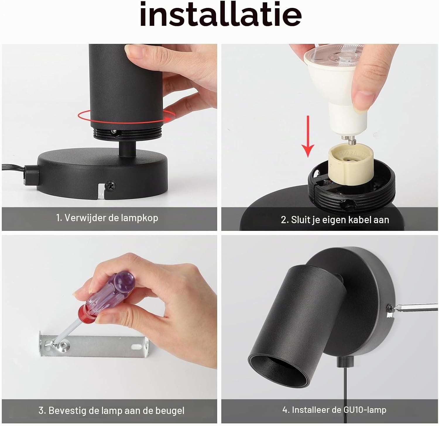 Thumbnail 6 de TaFiCo 2023/2563040 wandlamp met stekker, kabel en richtbare spot