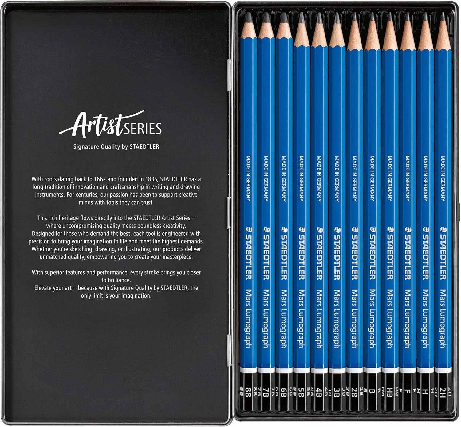 Detalle de STAEDTLER Mars Lumograph 100 G12 S ST – 12 blyertspennor i metalletui