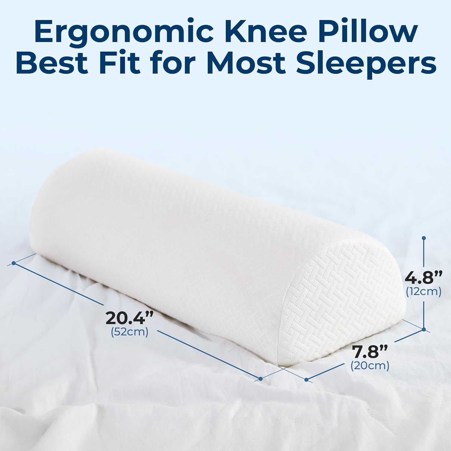 Thumbnail 1 de 5 Stars United Knee Pillow for Back Sleeping with Memory Foam Leg Support (Half-Moon Bolster) – White