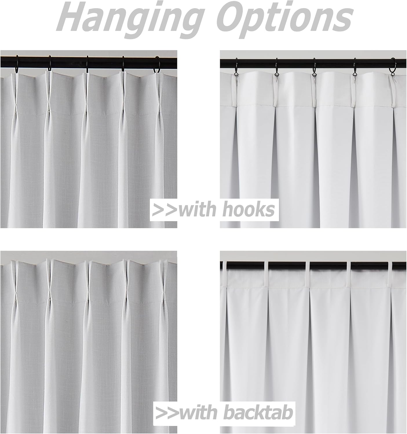 Thumbnail 3 de Noblefold White Pinch Pleated Full Blackout Curtain Panel 60x90 with Thermal Insulation