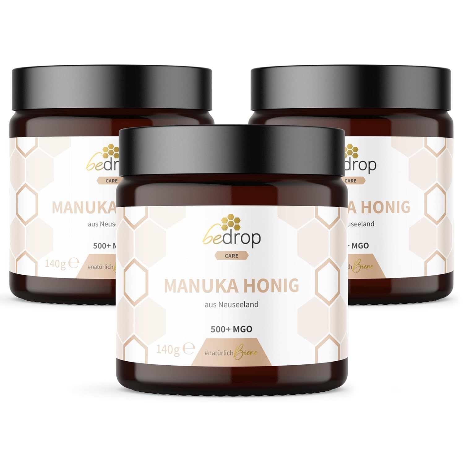 bedrop Manuka Honig MGO 500+ (3× 140 g) – zertifiziert mit Analyse-Zertifikat