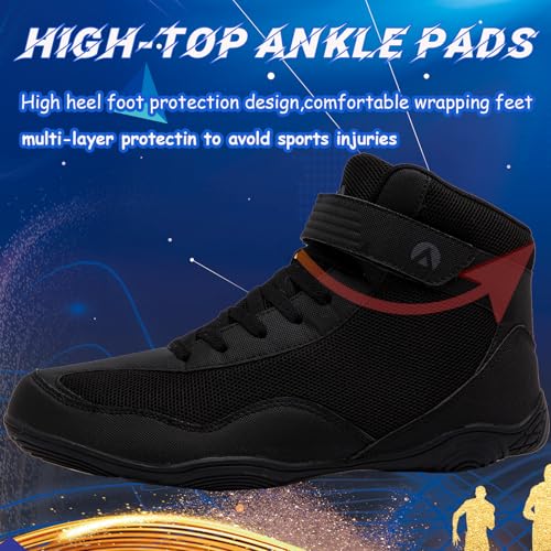Thumbnail 3 de Mufanton Botas de Lucha para Hombre – Zapatillas de entrenamiento ligeras con suela de goma y cierre mixto (EU37, Negro)