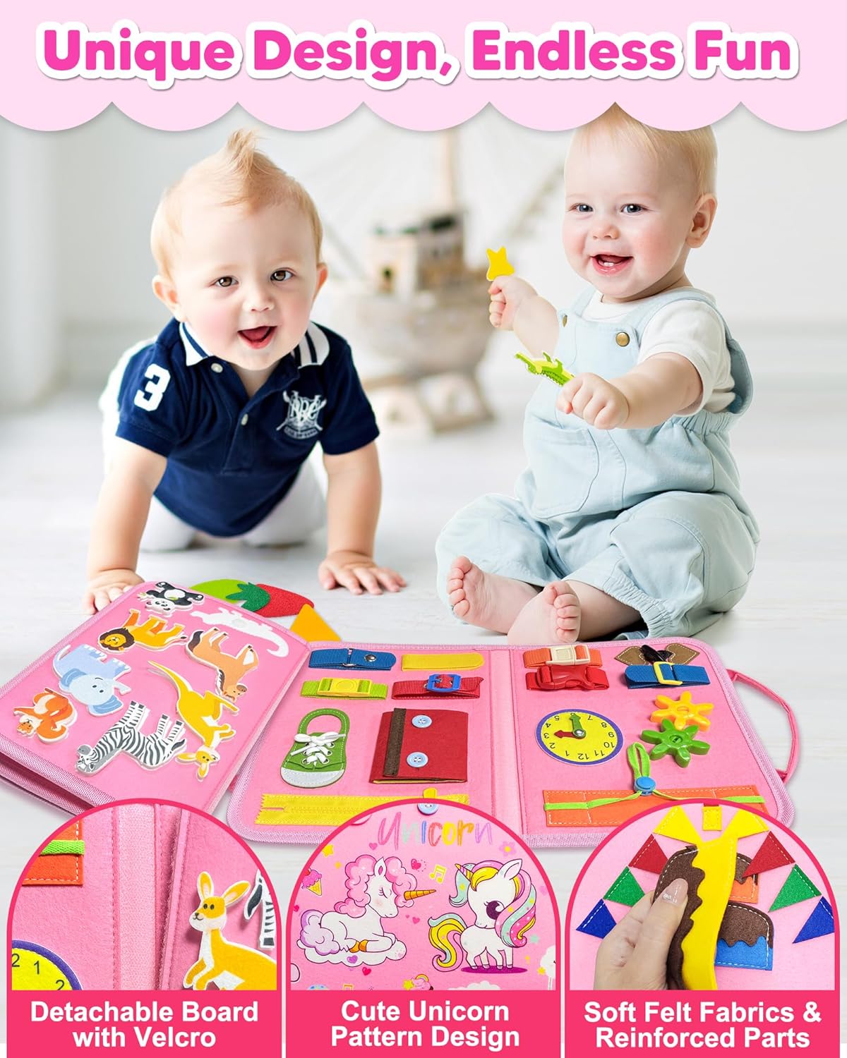 Detalle 2 de Exorany Busy Board 8-Page Montessori