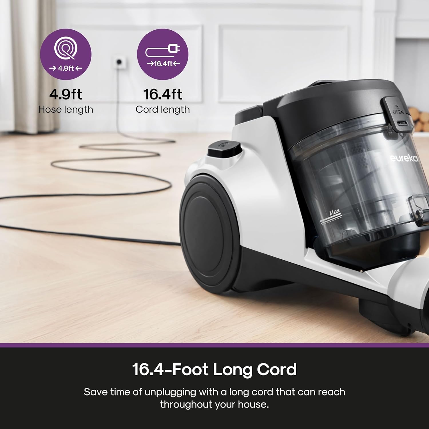 Detalle 2 de Eureka NEN121WH WhirlWind Bagless Canister Vacuum, HEPA Filter, 1.2-Liter
