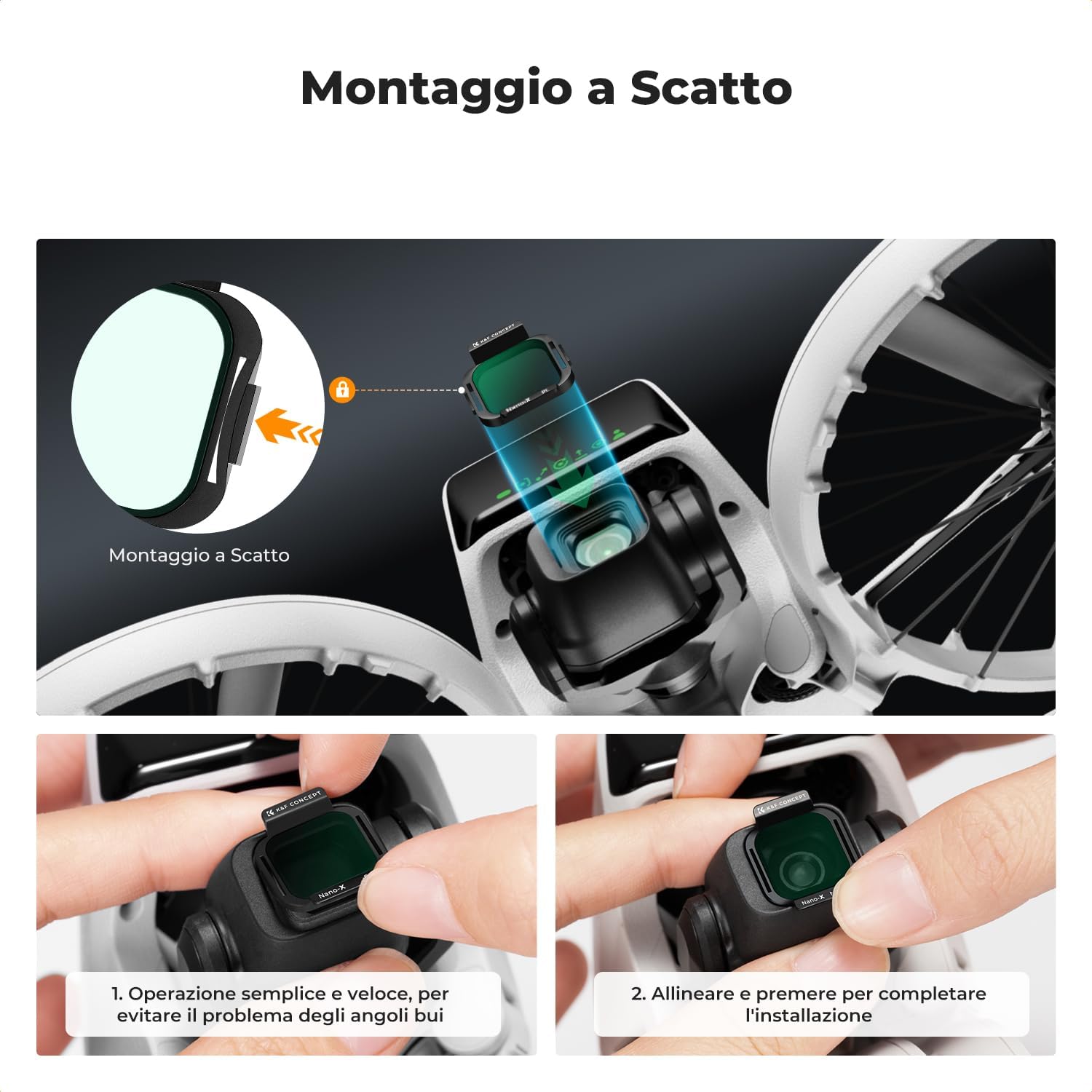 Thumbnail 5 de Filtro CPL Circolare K&CONCEPT per DJI Flip – Filtro Polarizzatore con Vetro HD Multistrato e Telaio in Alluminio
