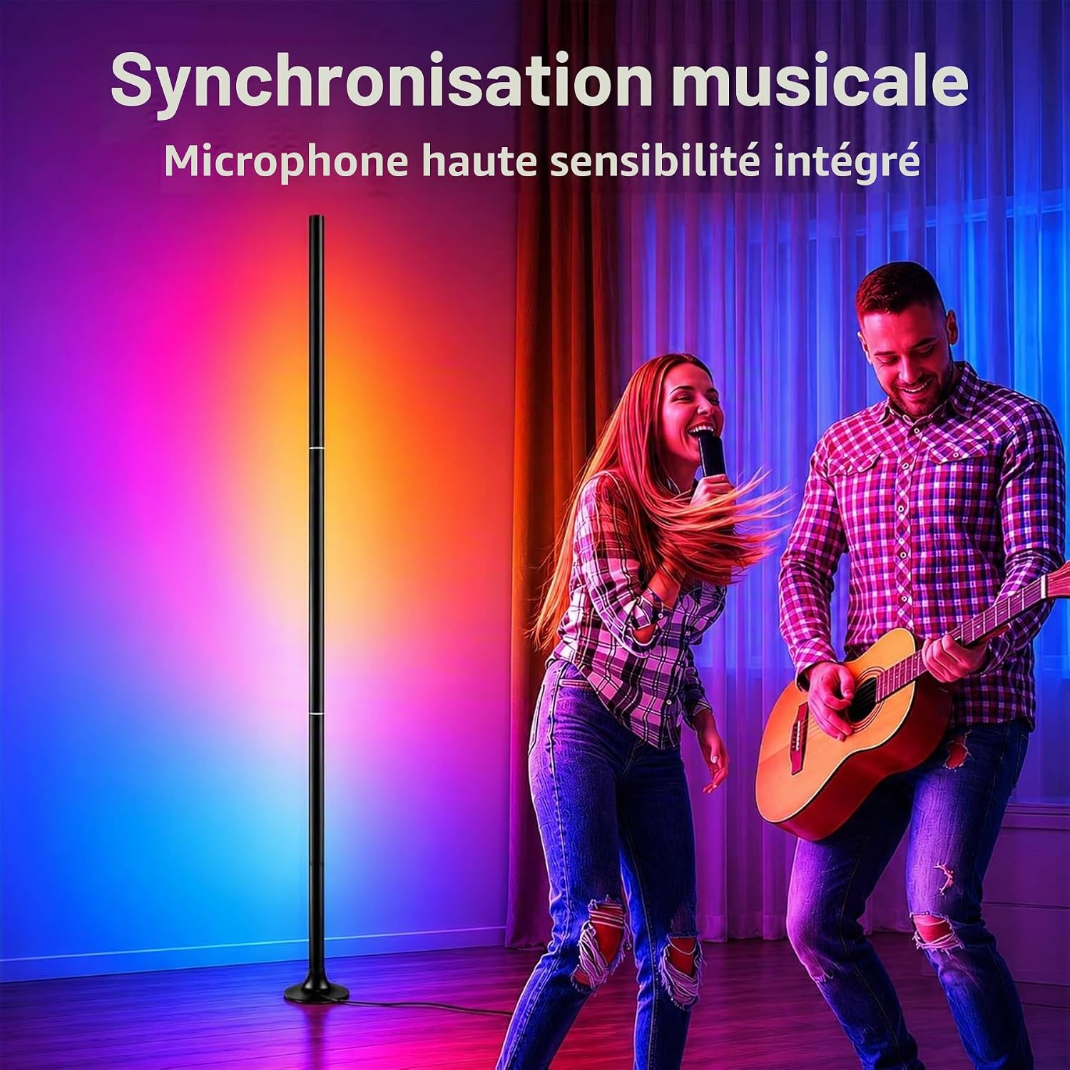 Detalle de sylvwin AG-FLLDD-01 led-hoeklamp, set van 2 met app en muzieksynchronisatie