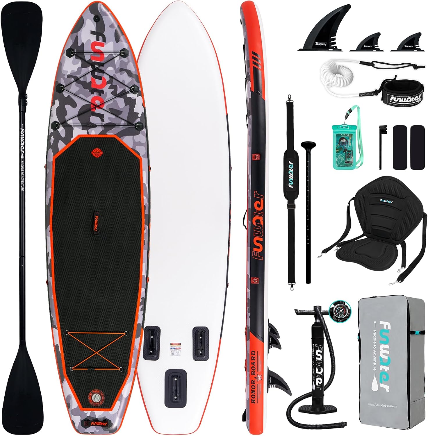 Detalle de FunWater Inflatable Stand Up Paddle Board with Premium Accessories (11'6''/11'/10'6'')