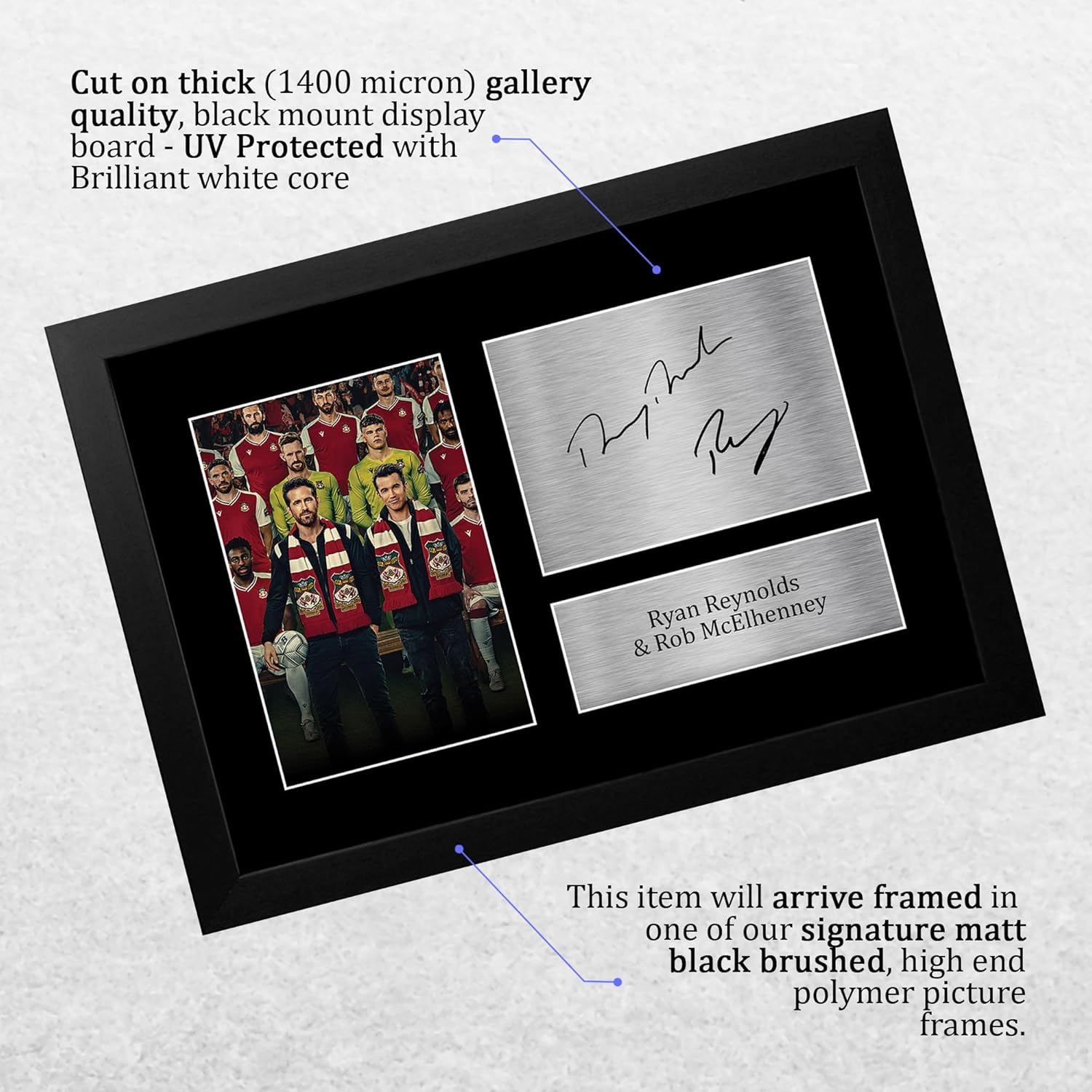 Thumbnail 2 de HWC Trading FR A4 Ryan Reynolds & Rob McElhenney Wrexham framed signed autograph picture (A4)