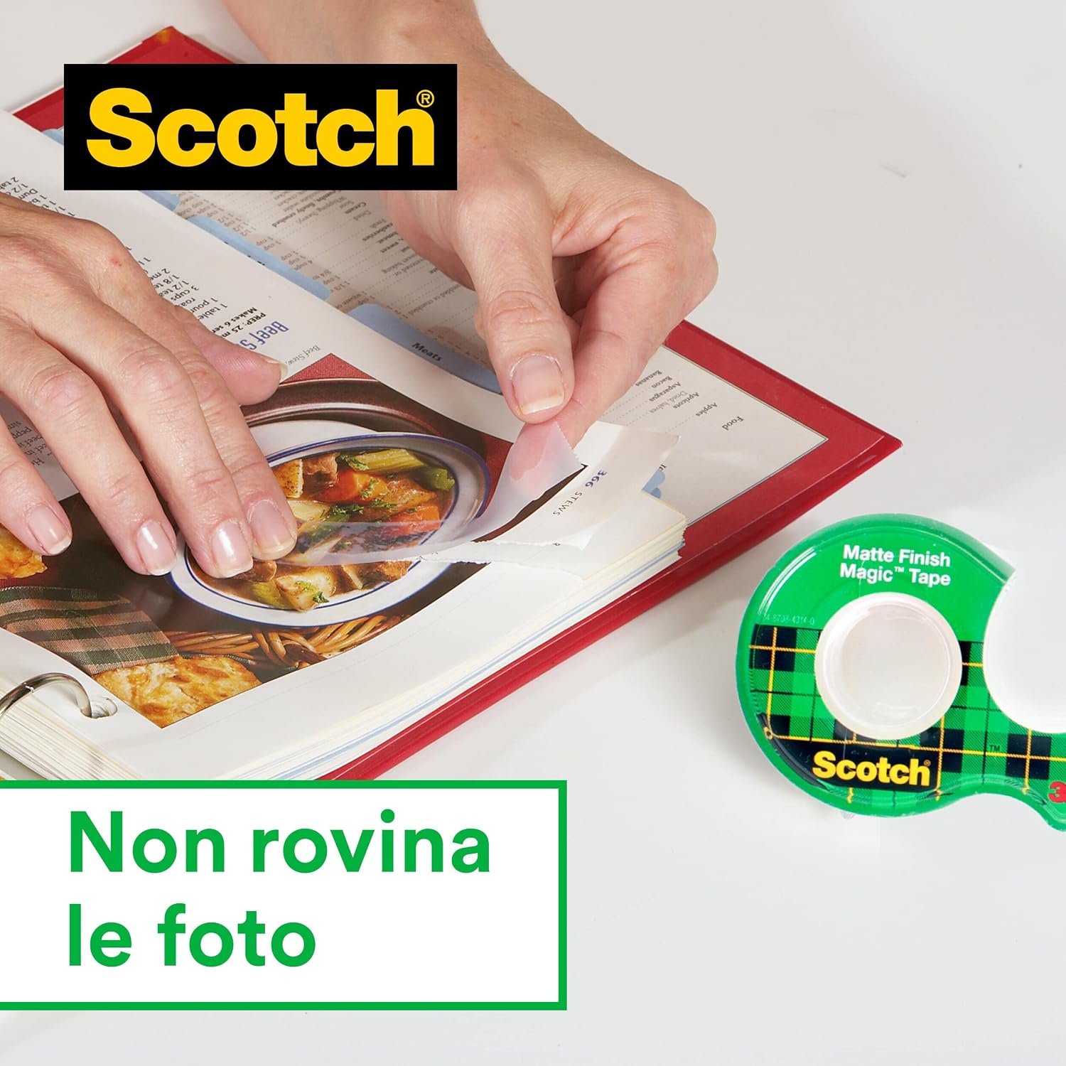 Detalle de Scotch Magic Tape nastro adesivo trasparente scrivibile opaco, 6 rotoli da 19 mm x 33 m