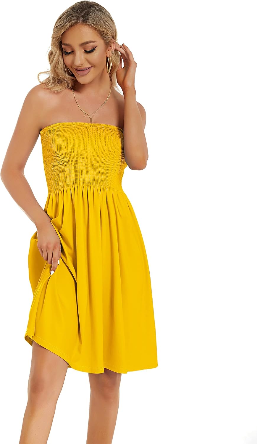 Thumbnail 2 de CHICALLURE Strapless Summer Midi Dress, Floral or Solid Beach Sundress