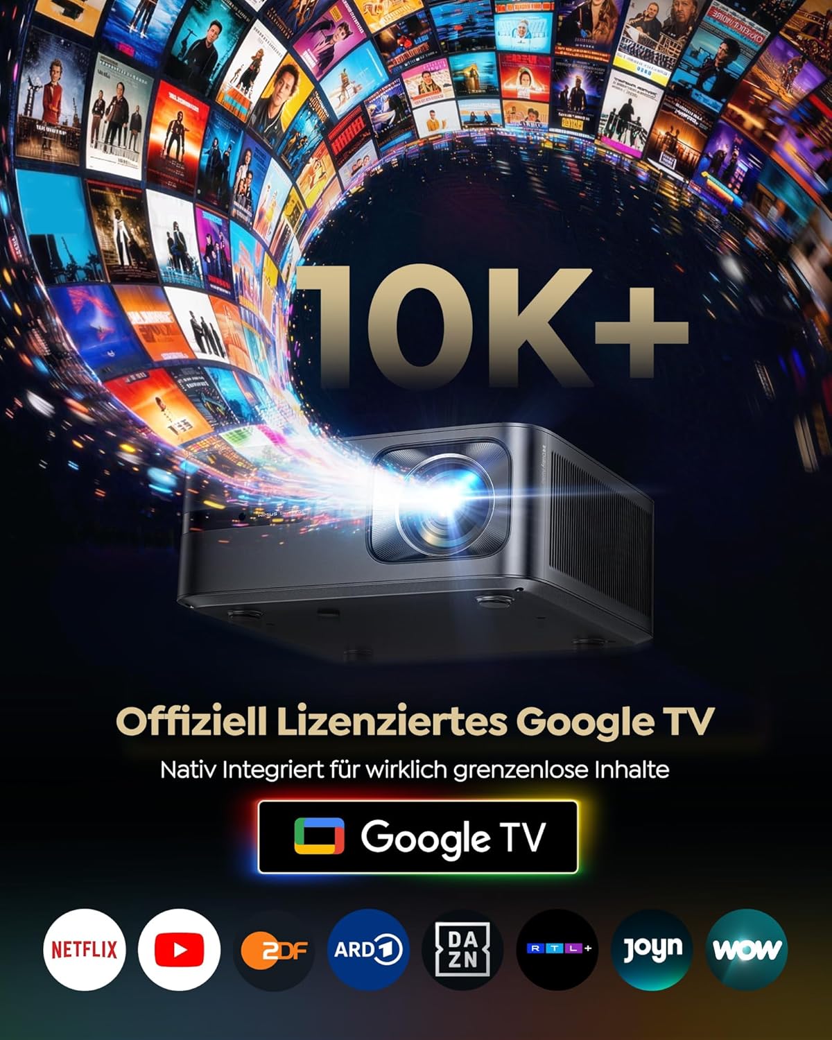 Thumbnail 1 de WiMiUS G2 4K Tageslicht-Beamer mit Google TV 14.0, 2.200 ANSI, MEMC & HDR10
