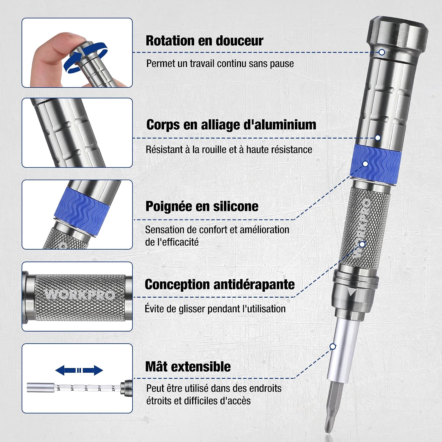 Thumbnail 1 de WORKPRO Kit de tournevis de précision 26 pièces avec embouts magnétiques