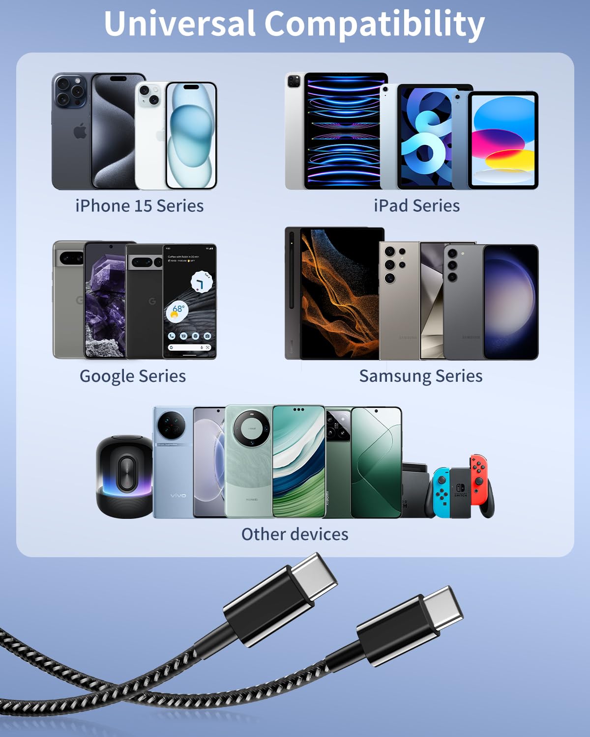 Thumbnail 5 de USB C cable 60W 6FT 5Pack