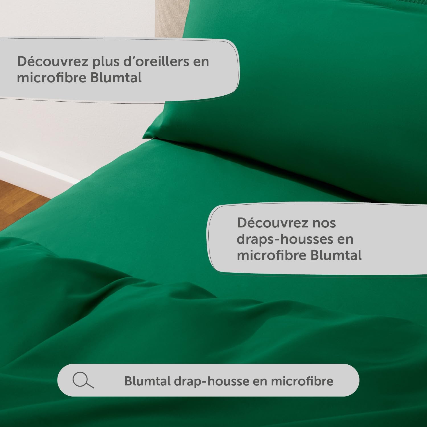 Thumbnail 6 de Blumtal Housse de Couette 2x135x200 + Taies d'oreiller 40x80 – Vert Foncé certifiée Oeko-Tex