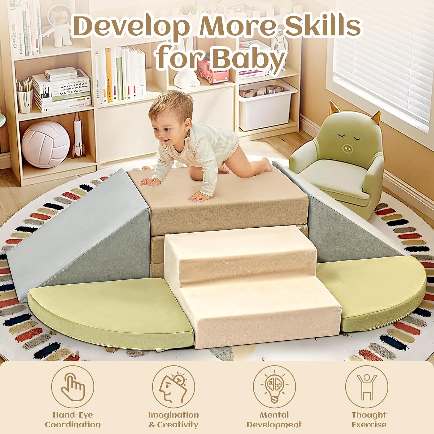 Detalle 2 de Erament Model 6 6-Piece Foam Climbing Set with Slides and Staircase