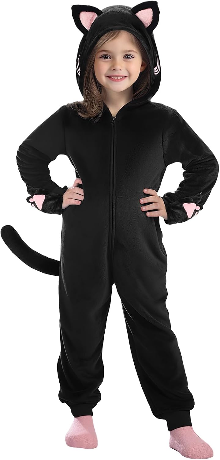 Thumbnail 6 de GiftInTheBox Black Cat Costume for Kids, Polyester Hooded Onesie with Tail and Gloves