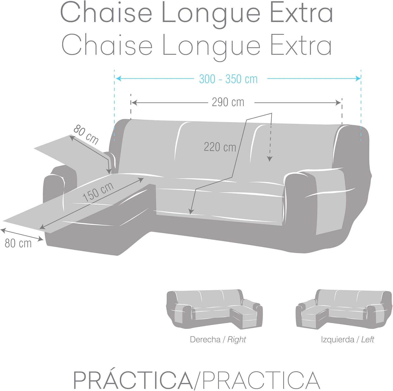 Thumbnail 3 de EYSA Funda Chaise Longue Argento 290 cm
