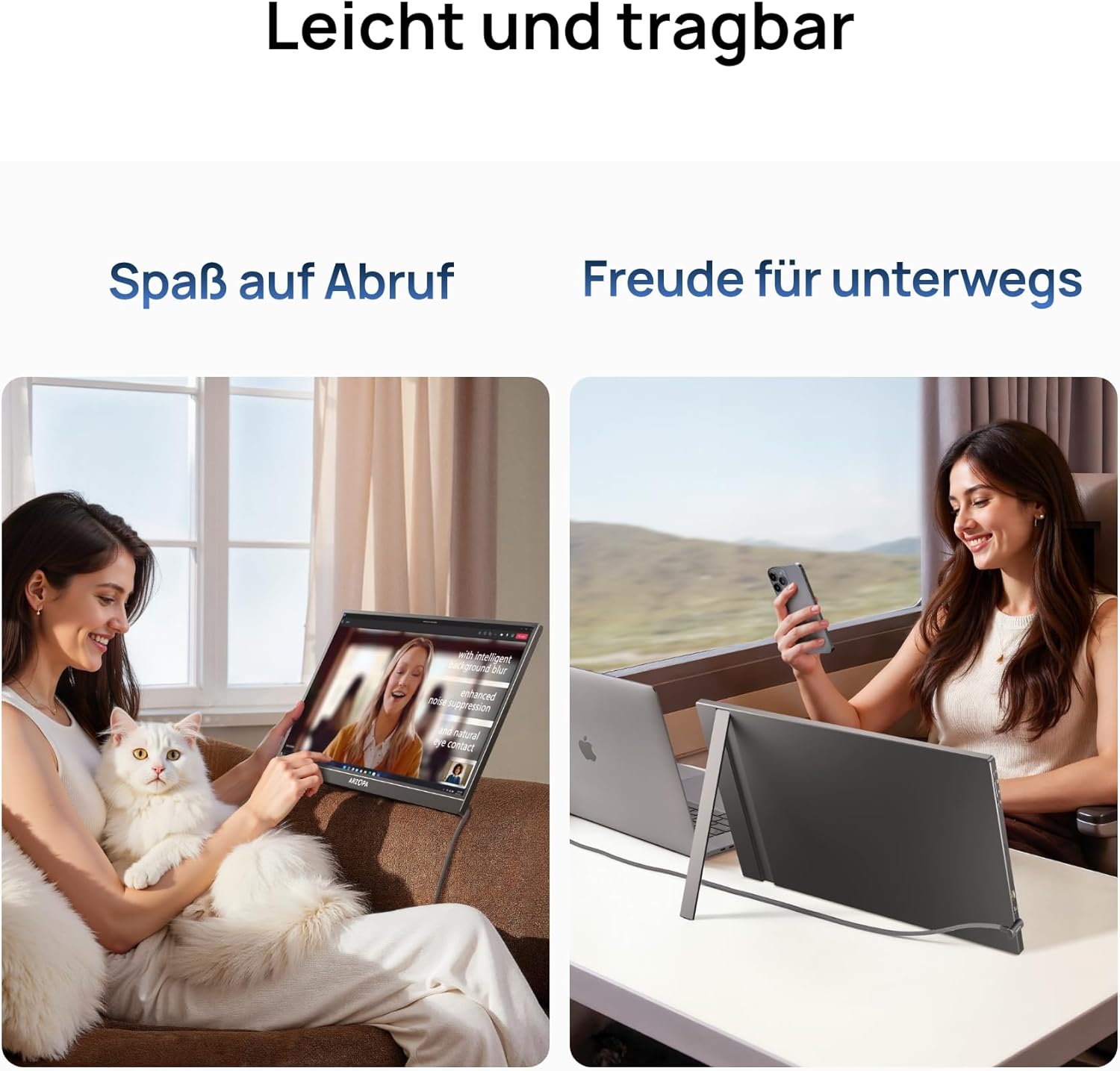 Thumbnail 6 de ARZOPA Portable Monitor 17,3 Zoll FHD IPS mit Standfuß – USB‑C & HDMI Zweitbildschirm für Laptop, PC, Smartphone, PS5, Xbox