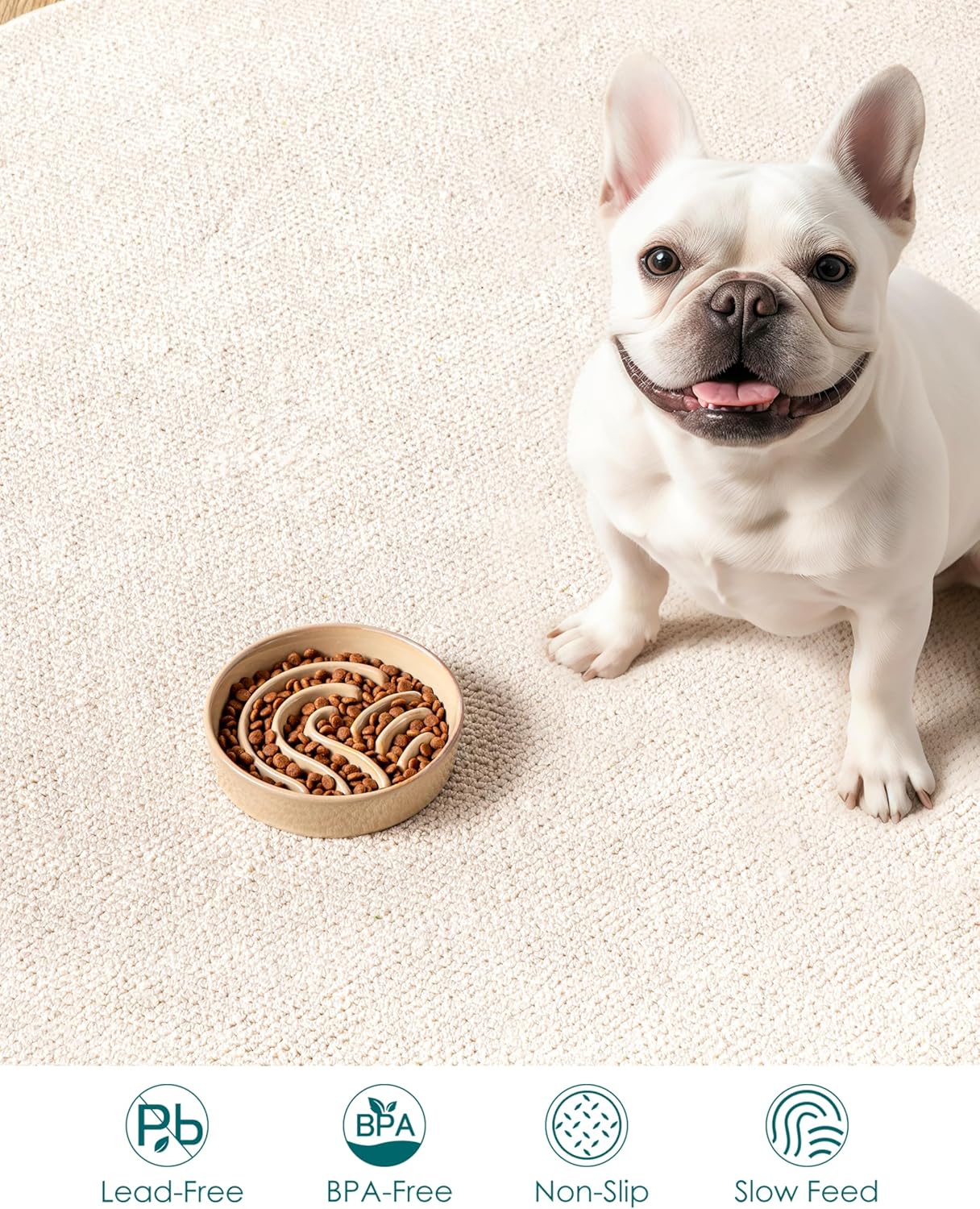 Thumbnail 4 de vancasso Slow Feeder Dog Bowl (0.6 Cup) ceramic puzzle dish for small breeds and kittens