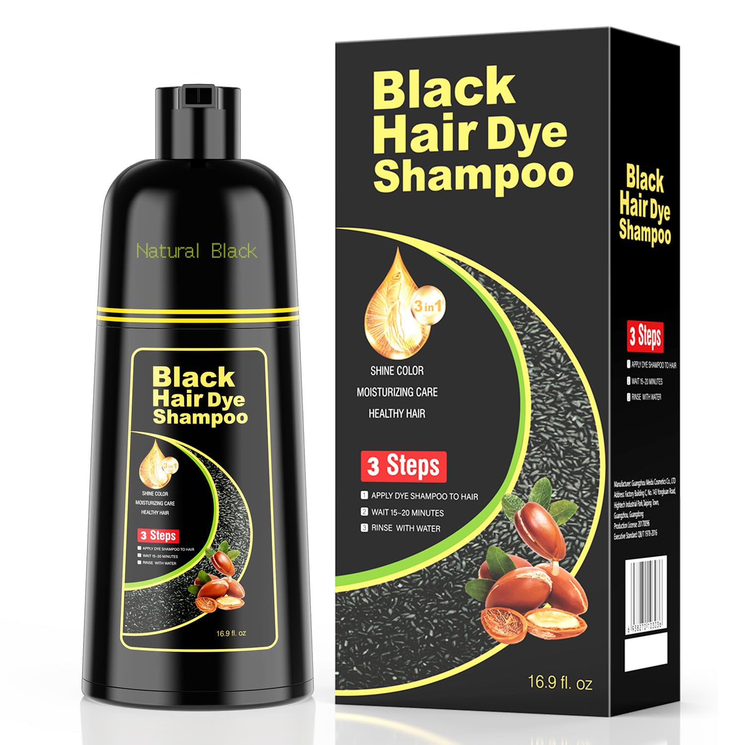 Detalle de KAISASA Black Hair Dye Shampoo 16.9 fl.oz