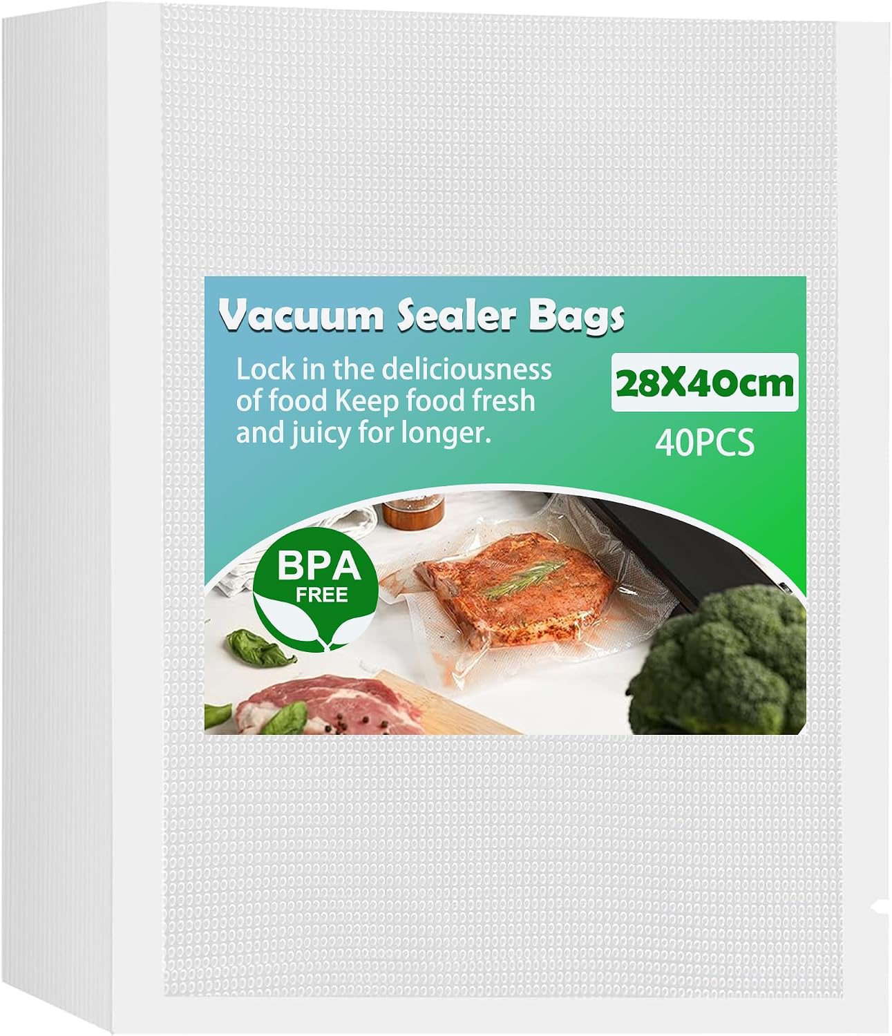 Detalle de huruirui H0J274-T Vacuum Sealer Bags, 28 x 40 cm, 200 µm PE