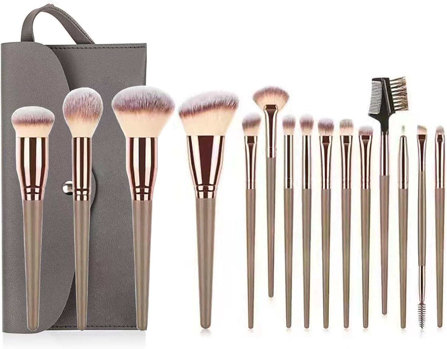 Detalle de YPYMOD 15 Pezzi Set Pennelli Make up – Pennelli Professionali con Trousse in Pelle PU