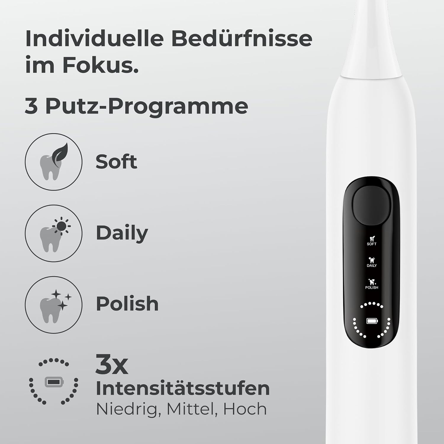 Thumbnail 3 de POIVES P1 Pro Brosse à dents électrique – Sonic, capteur de pression, autonomie 60 jours – Silk White