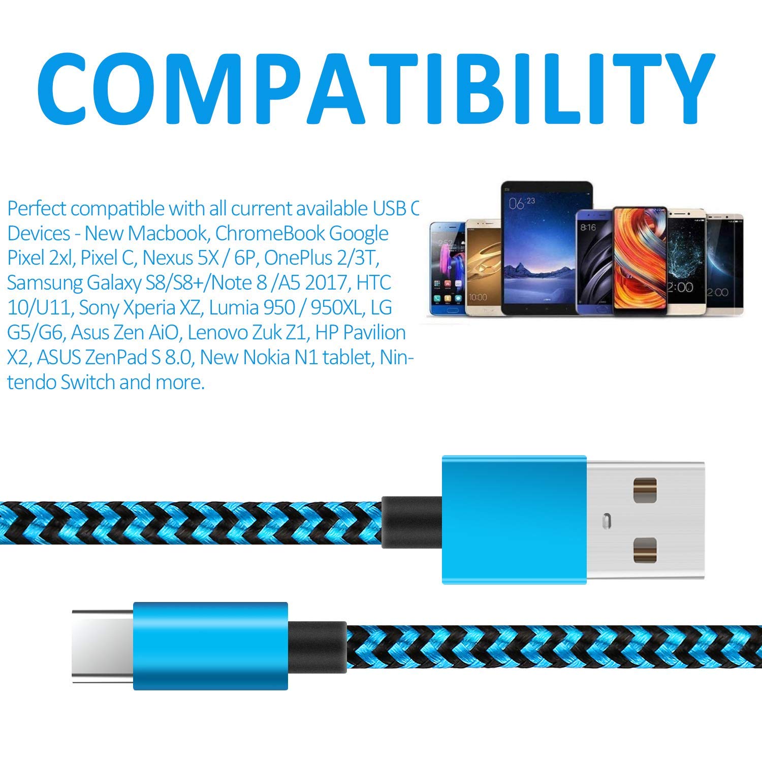 Detalle 2 de AWINBOW USB C Cable 2 m — 5 pack