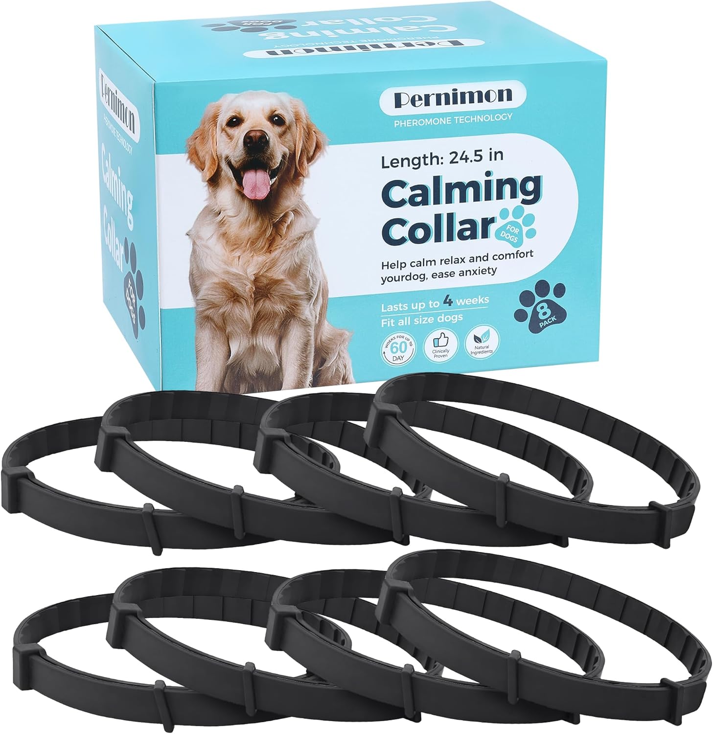 Detalle de Pernimon Calming Collar for Dogs with Natural Pheromones – 8 Pack (25")
