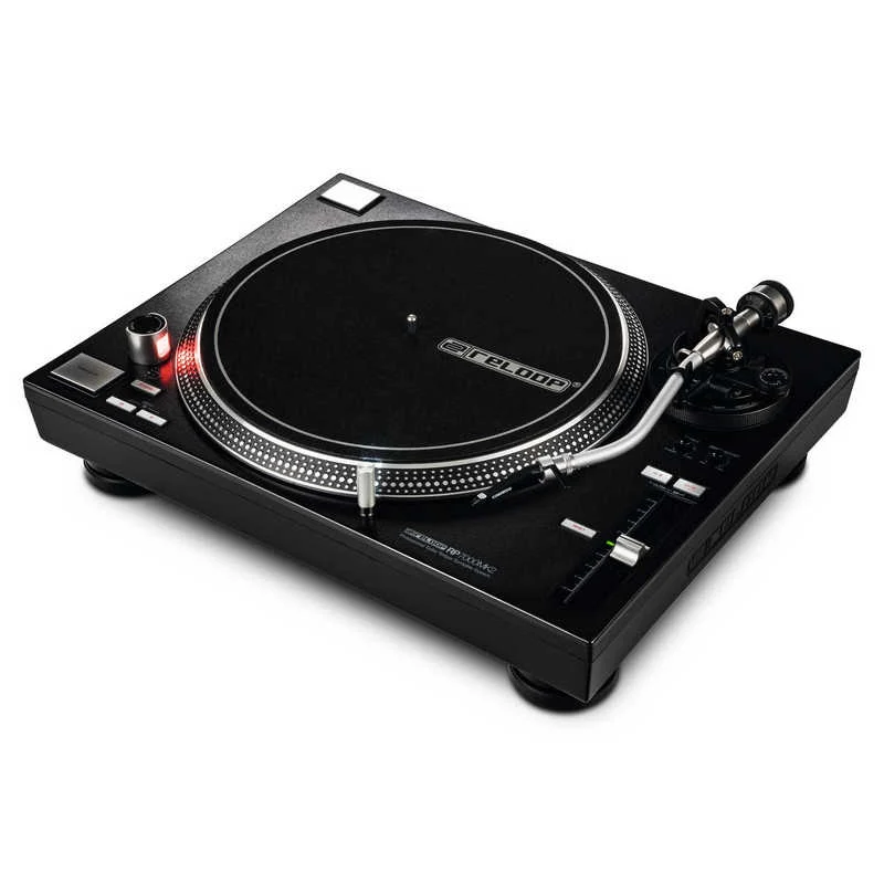 Detalle de Reloop RP-7000 MK2: Plato DJ de tracción directa en negro, sólido para clubs