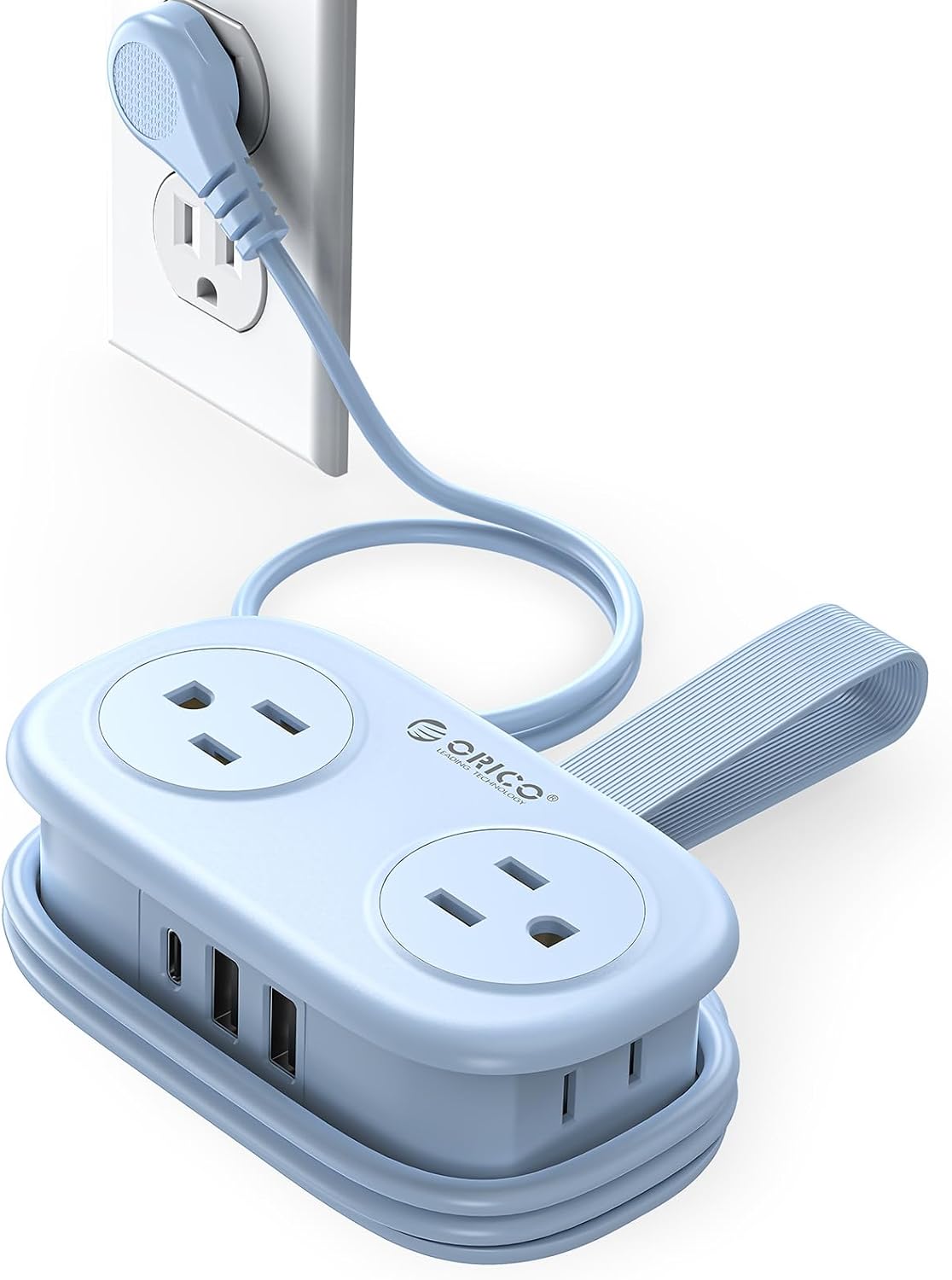 Detalle de ORICO AP3-4A2U1C-US Travel Power Strip, 4 Outlets, 3 USB Ports, 4-ft Cord