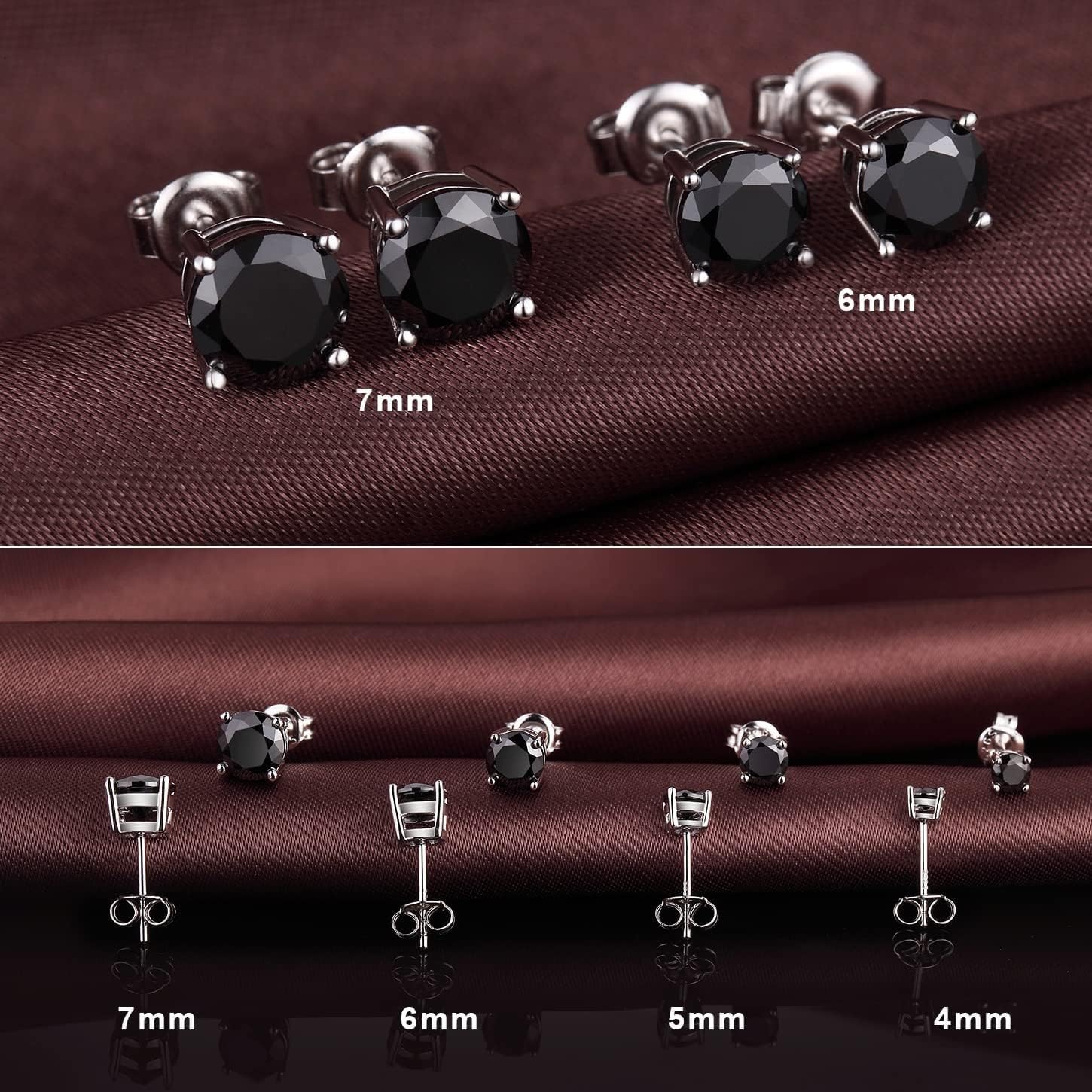 Thumbnail 2 de jiamiaoi 18K Weißgold plattiert Brillant-Diamant Ohrstecker aus 925 Sterling Silber (4–8 mm) für Damen & Herren