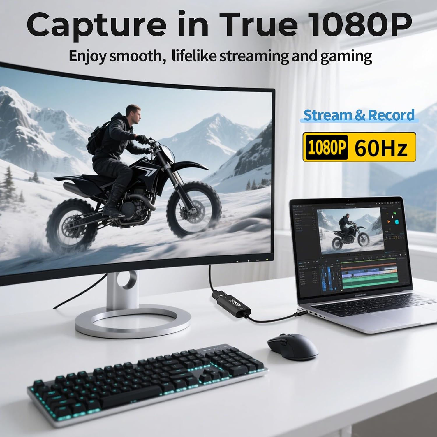 Detalle de Guermok Video Capture Card: USB 3.0 HDMI to USB-C with 4K/1080p60 Capabilities
