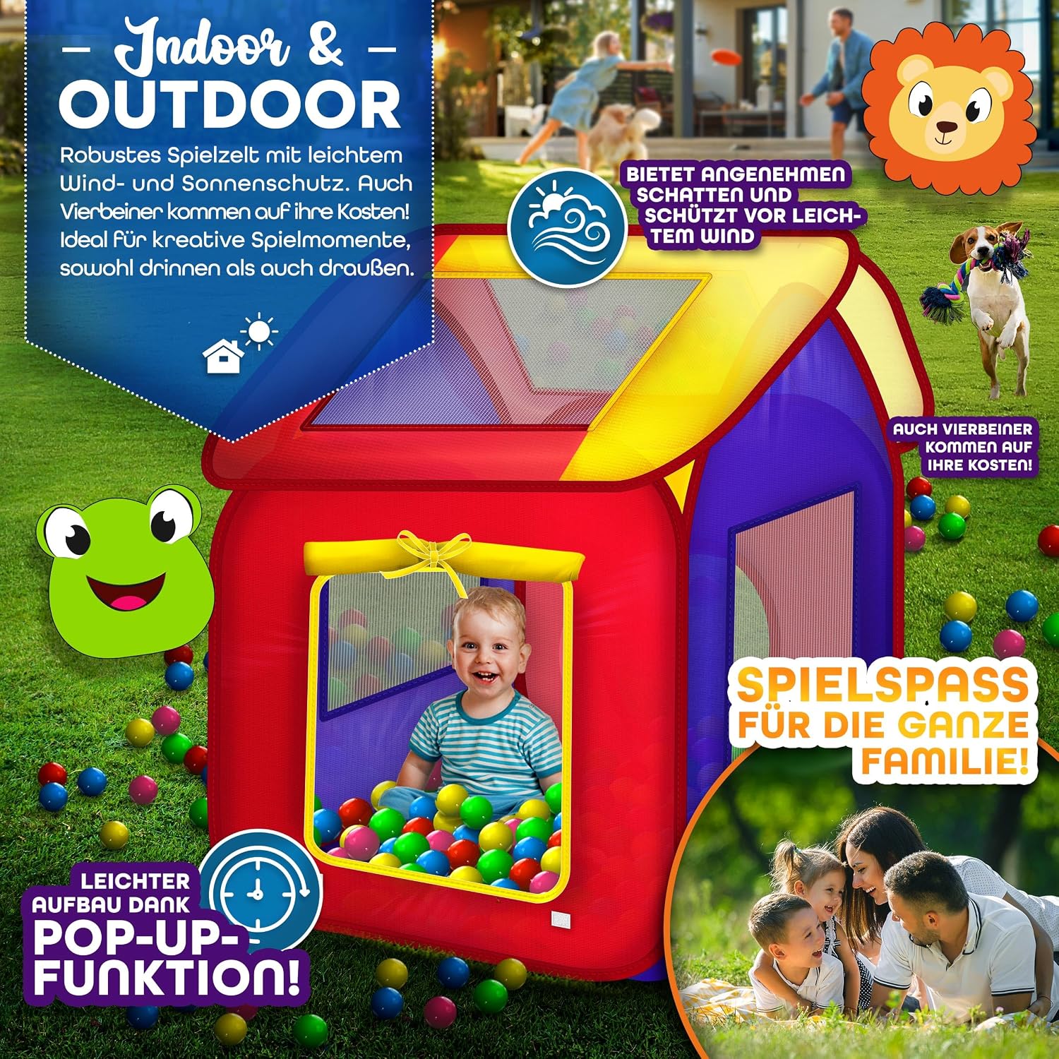 Thumbnail 6 de KIDUKU KZ-007 kinderspeeltent met ballenbak, 200 ballen en opbergtas