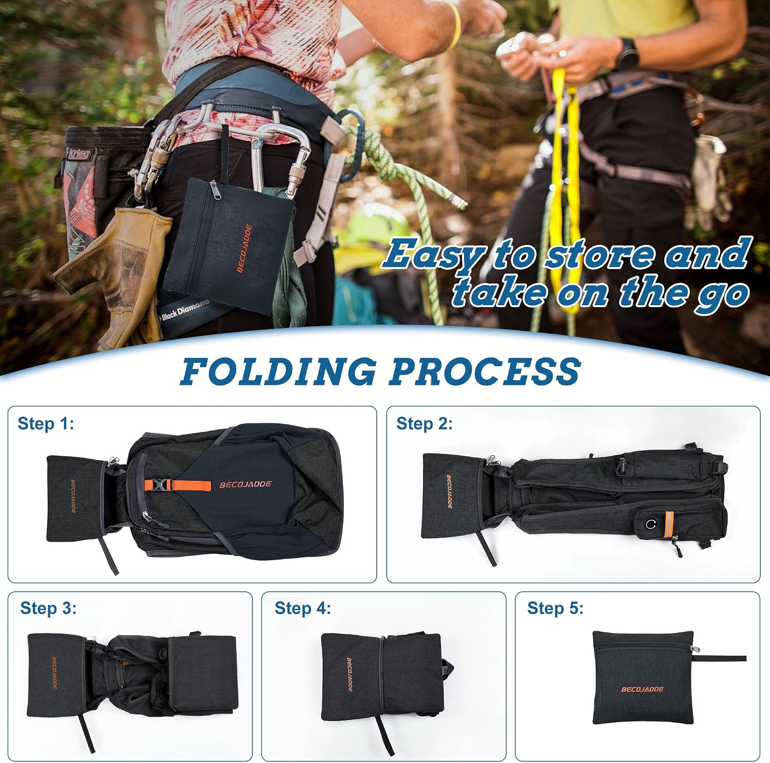 Thumbnail 5 de BECOJADDE 18L Foldable Hiking Backpack with Chest Belt and Anti-theft Pocket (Black)