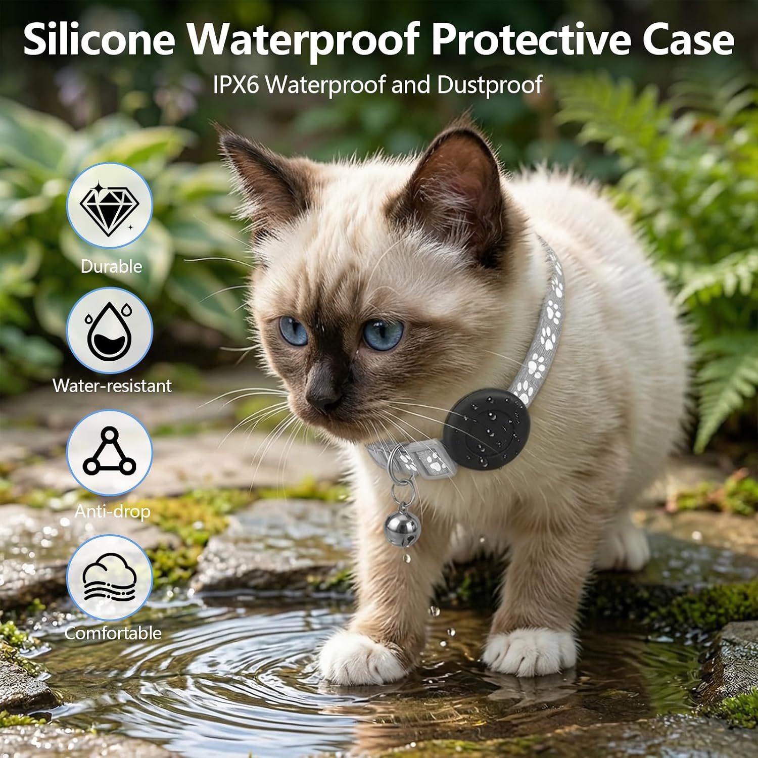 Detalle de Cat GPS Tracker with Collar and Dog Tracker Holder — Real‑Time, No Monthly Fees