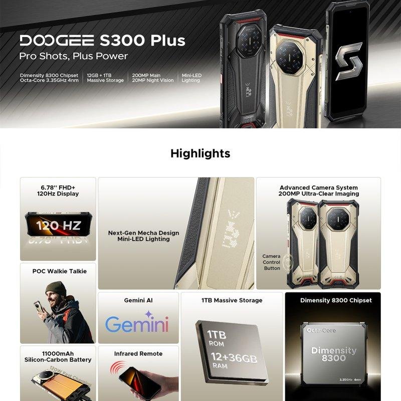 Thumbnail 3 de Doogee S300 Plus 5G 16GB/1TB, 6,78" - Smartphone todoterreno con pantalla grande y cámara cuádruple