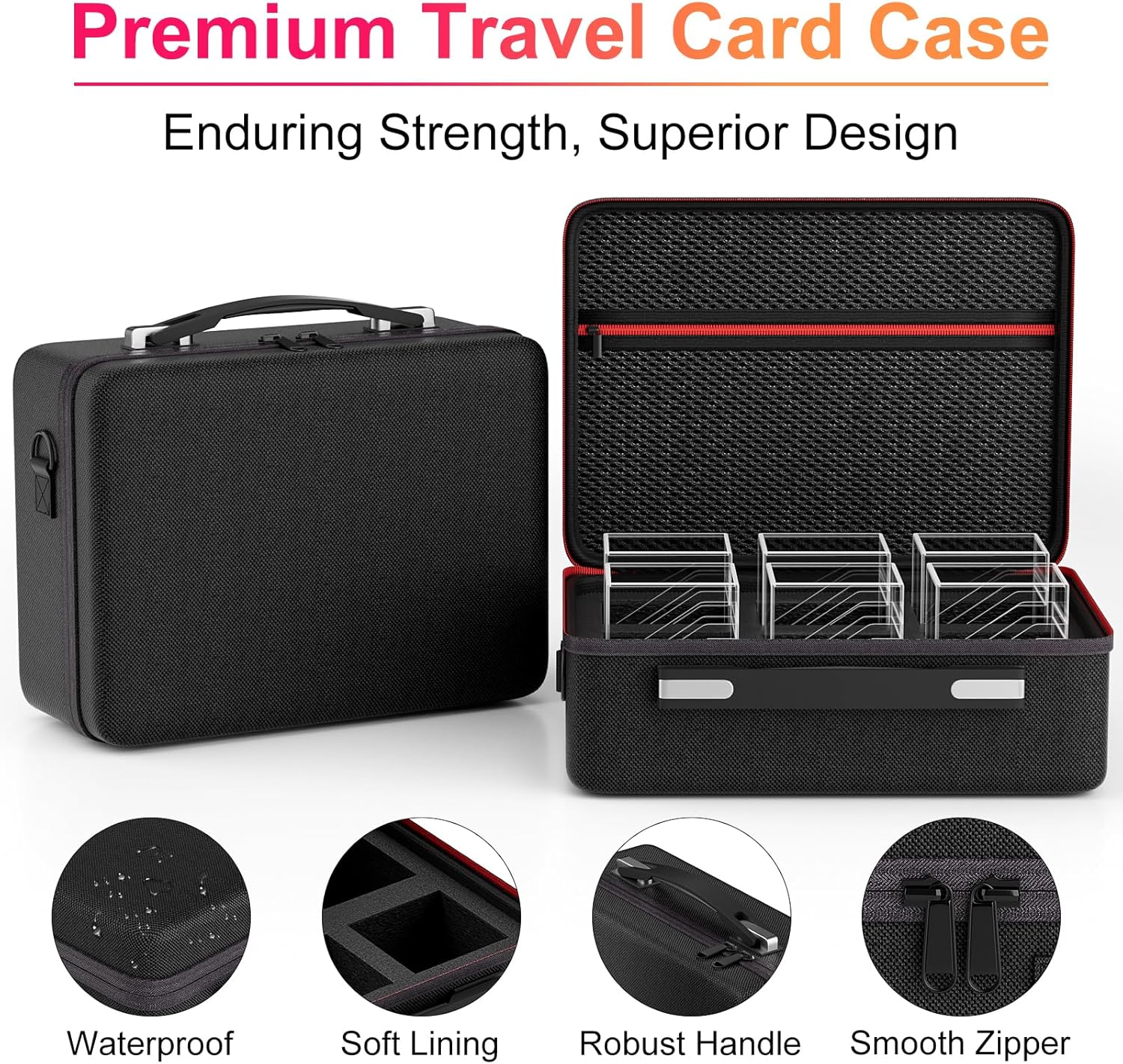 Thumbnail 3 de Proijeut Card Deck Box with Portable Case: 6-Pack Clear Acrylic Organizer for 600+ Double-Sleeved Cards
