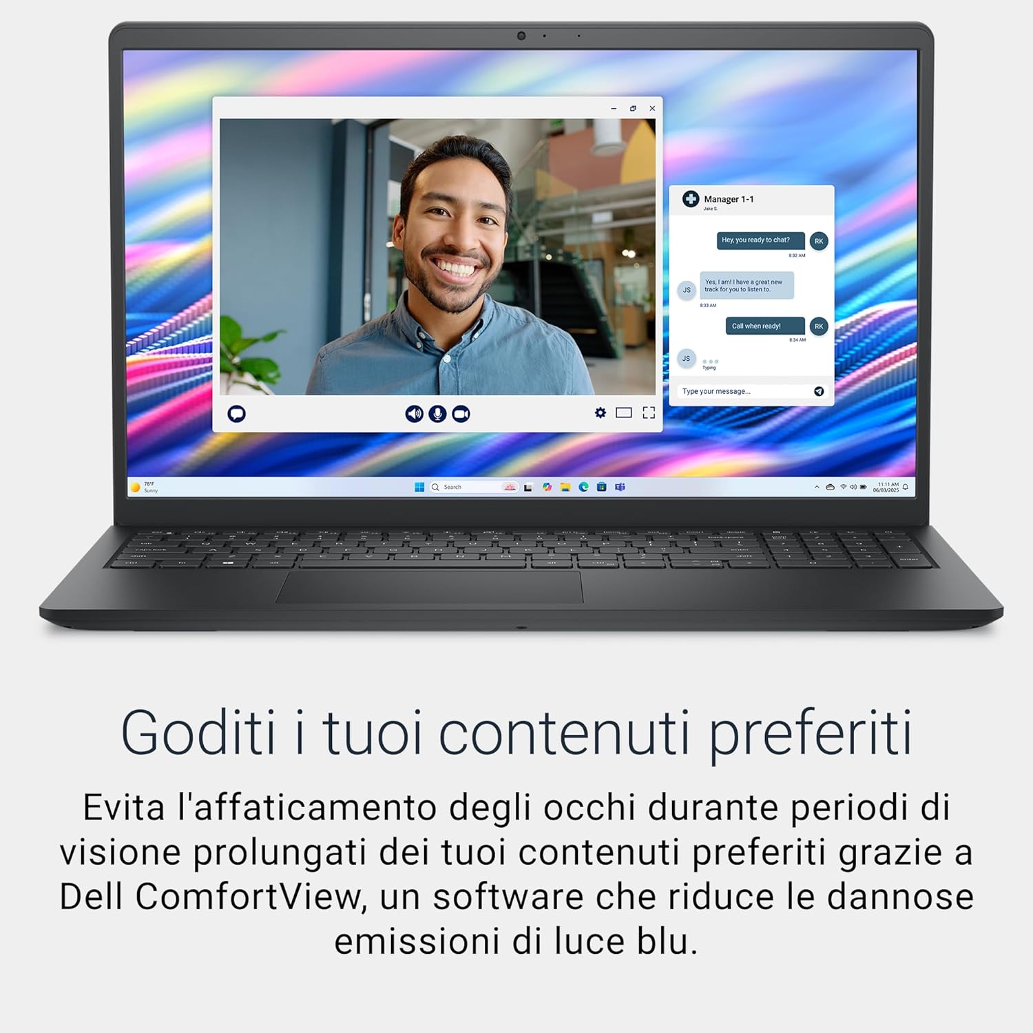 Thumbnail 3 de Dell 15 Laptop DC15250 — 15,6'' FHD 120 Hz, i7-1355U, 16GB/512GB SSD, Windows 11 Home, Tastiera IT, Carbon Black