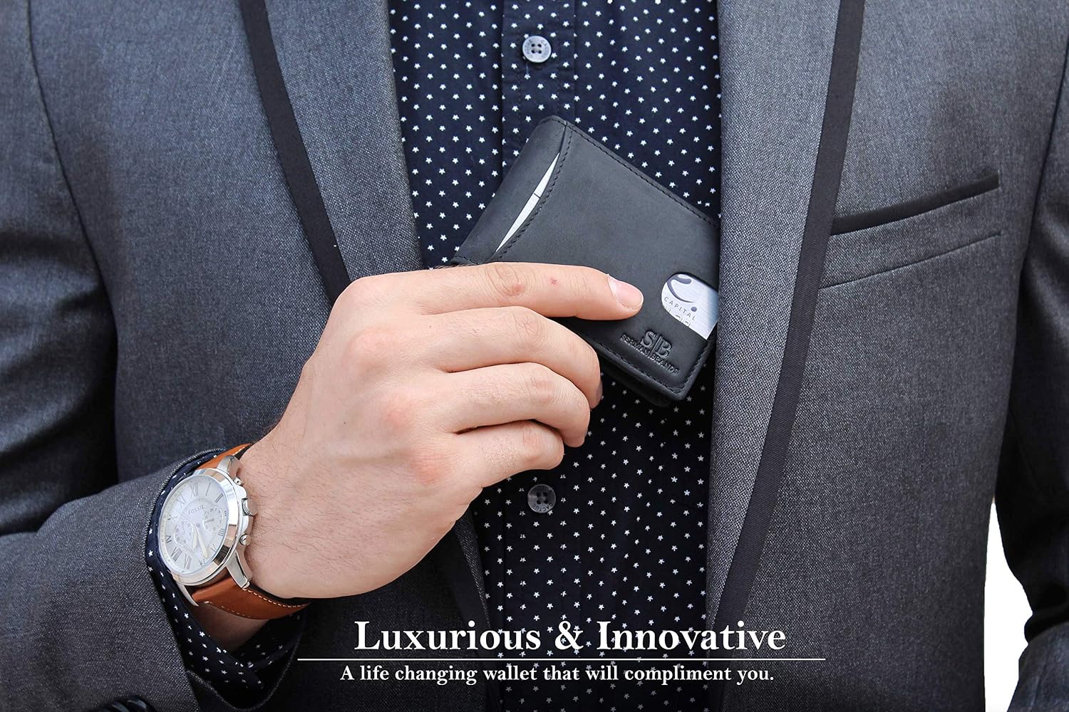 Detalle 2 de SERMAN BRANDS RFID Slim Bifold Wallet with Money Clip