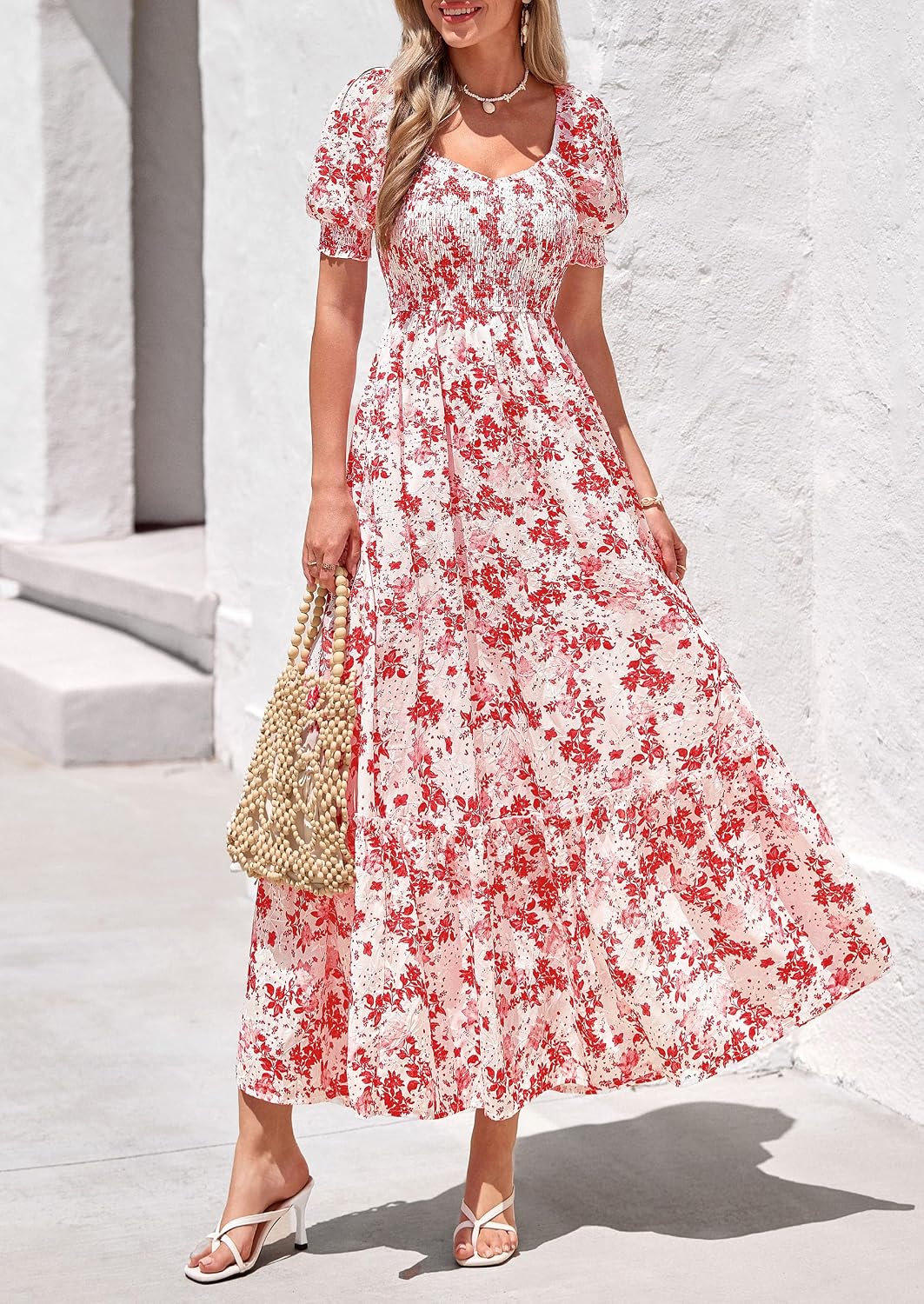 Thumbnail 5 de PRETTYGARDEN Women's Floral Boho Maxi Dress with Smocked Eyelet - 2026 Summer