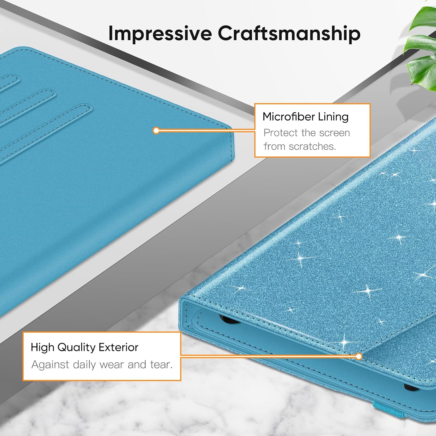 Thumbnail 1 de Fintie Tablet Universal Hülle 9–11 Zoll – Glitzer Blau mit Multi-Winkel-Ständer