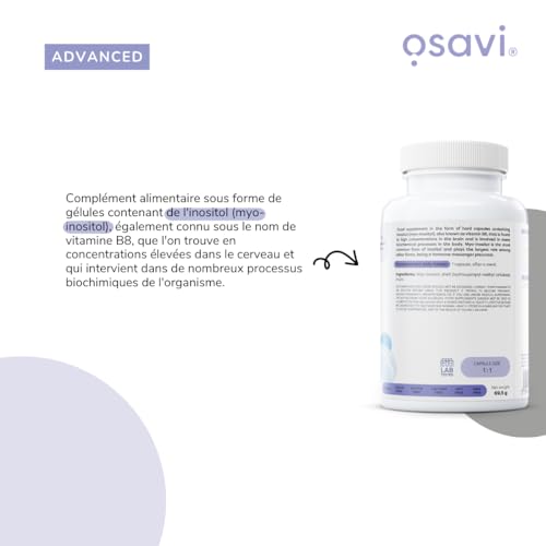 Detalle de Osavi Inositol 600 mg – 100 gélules véganes, Myo-Inositol pour l’équilibre hormonal et le bien-être