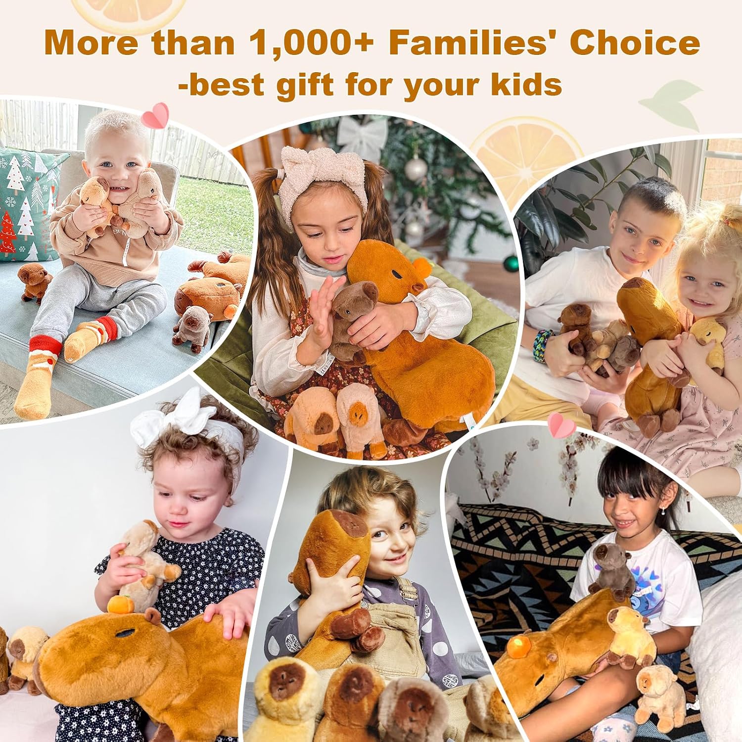 Detalle 2 de OUOZZZ 15" Capybara Family Plush Set – Mummy with 4 Babies