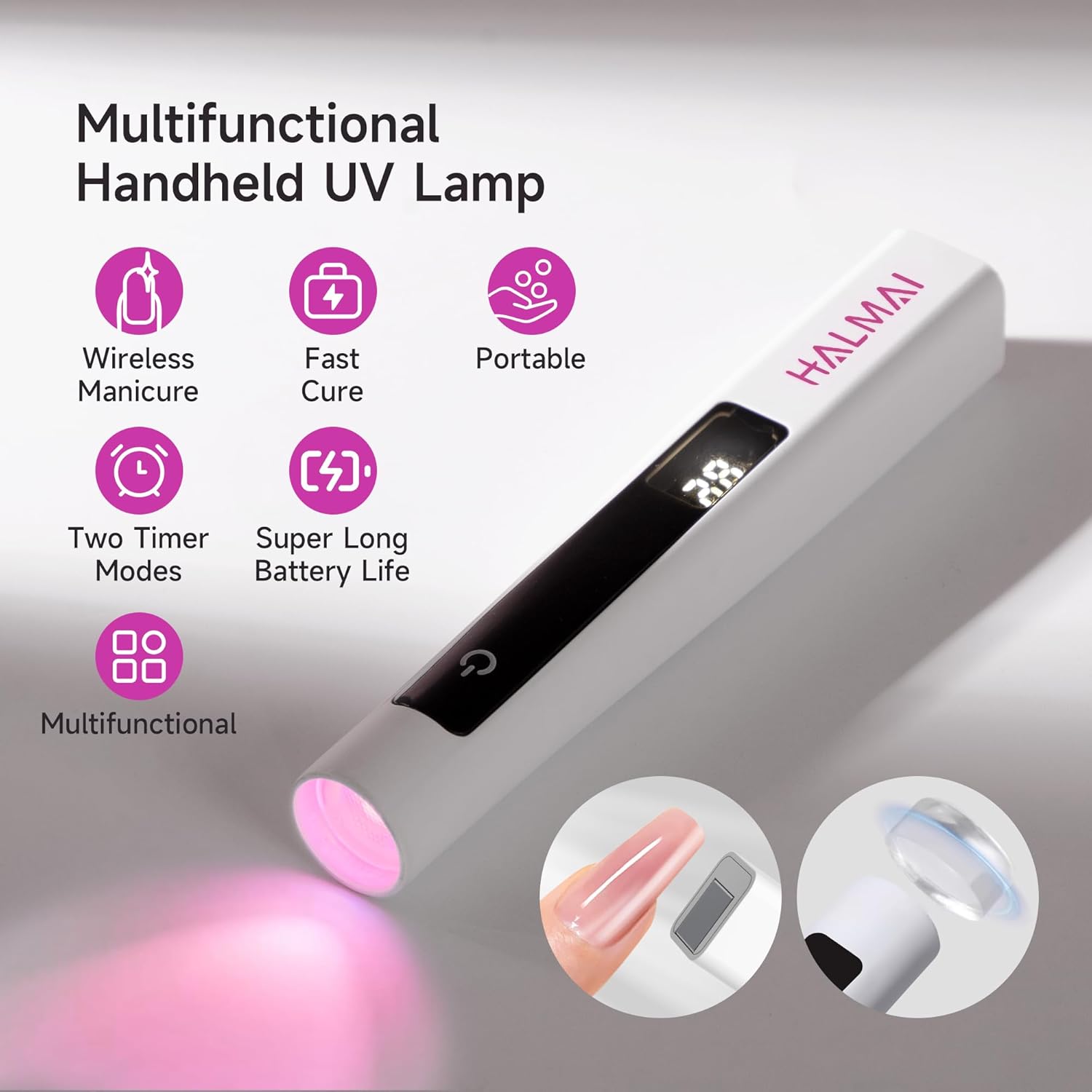 Thumbnail 1 de Halmai Lampes UV portable pour Vernis à Ongles Gel – Secage rapide, mini lumière rouge et USB rechargeable