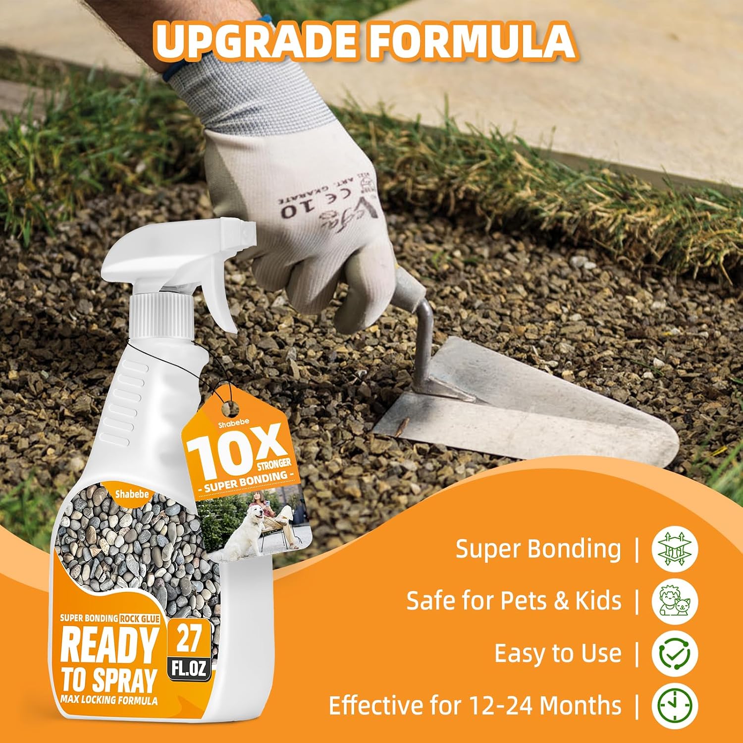 Detalle 2 de Shabebe Rock Glue, 27 oz Ready-to-Use Gravel and Mulch Binder with Sprayer