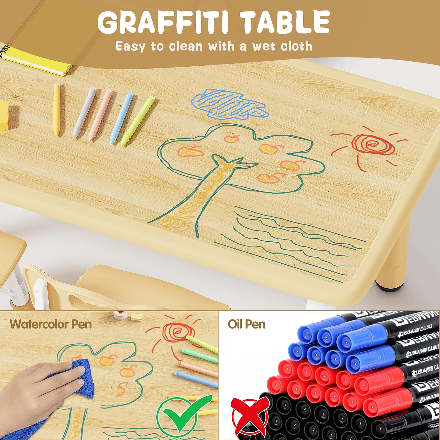 Detalle de Brelley Kids' Table and Chair Set, HDPE